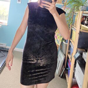 Black mini dress with gold metallic pattern - stunning!